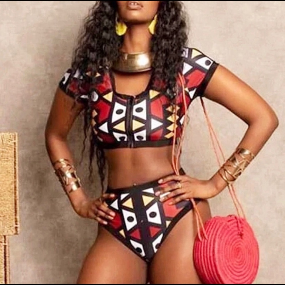 African print bathing suit
